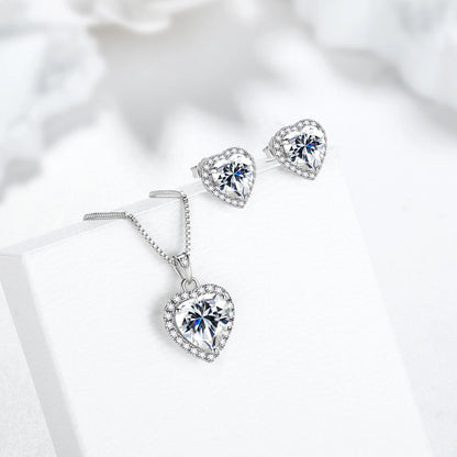 Heart Jewelry Sets Women Diamond April Birthstone Jewelry Set Necklace Earrings 925 Sterling Silver Fine Jewelry Valentines Birthday Mother'S Day Gift for Her